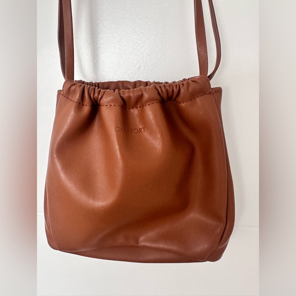 OAK + FORT Cognac Drawstring Crossbody Bag